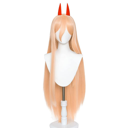 Angel Devil for Chainsaw Man Bangs Long Orange Brown Cosplay Wigs Halloween Costume Party AdultHair Wig