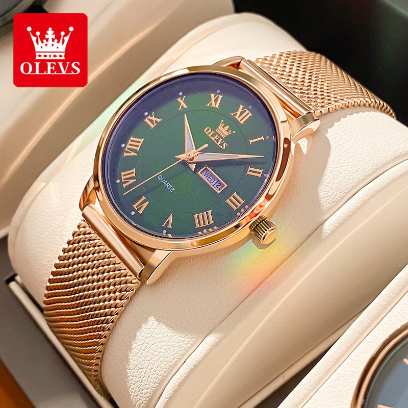 OLEVS 2920 Women's Watch Top Quality Stainless Steel Waterproof Double Calendar Quartz Watch Classic Fashion Luxury Women Watch