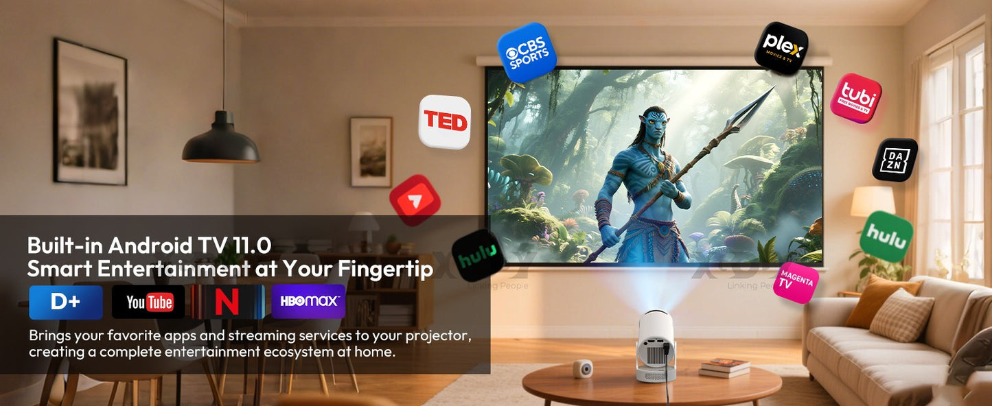 XGODY Projector Beamer Gimbal 3S 4K Wifi6  Short Throw Projector Android11 ??260 ANSI Dual WIFI BT5.0 1280*720P Home Theater