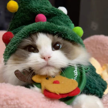 Natal Cão Gato Roupas de Estimação Chapéu Cachecol Acessórios de Fantasia Adereços de Cosplay Navidad Decoração de Ano Novo Festa de Natal Suprimentos para Animais de Estimação