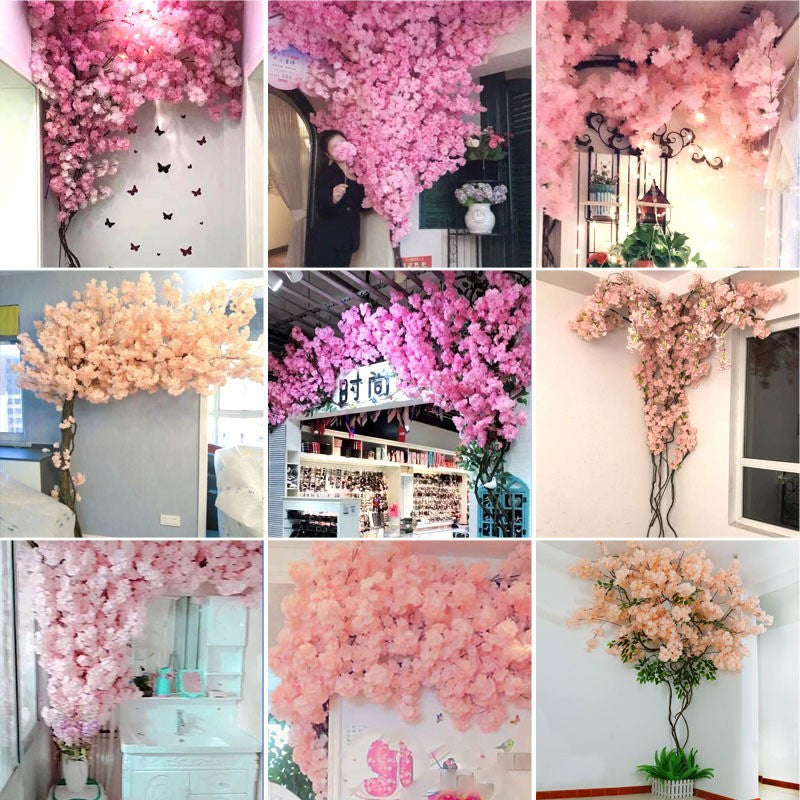 Pink Sakura Artificial Flowers Garland Cherry Blossoms Vines Garden Arch Decor Fake Flower Garland Wedding Party Home Decoration