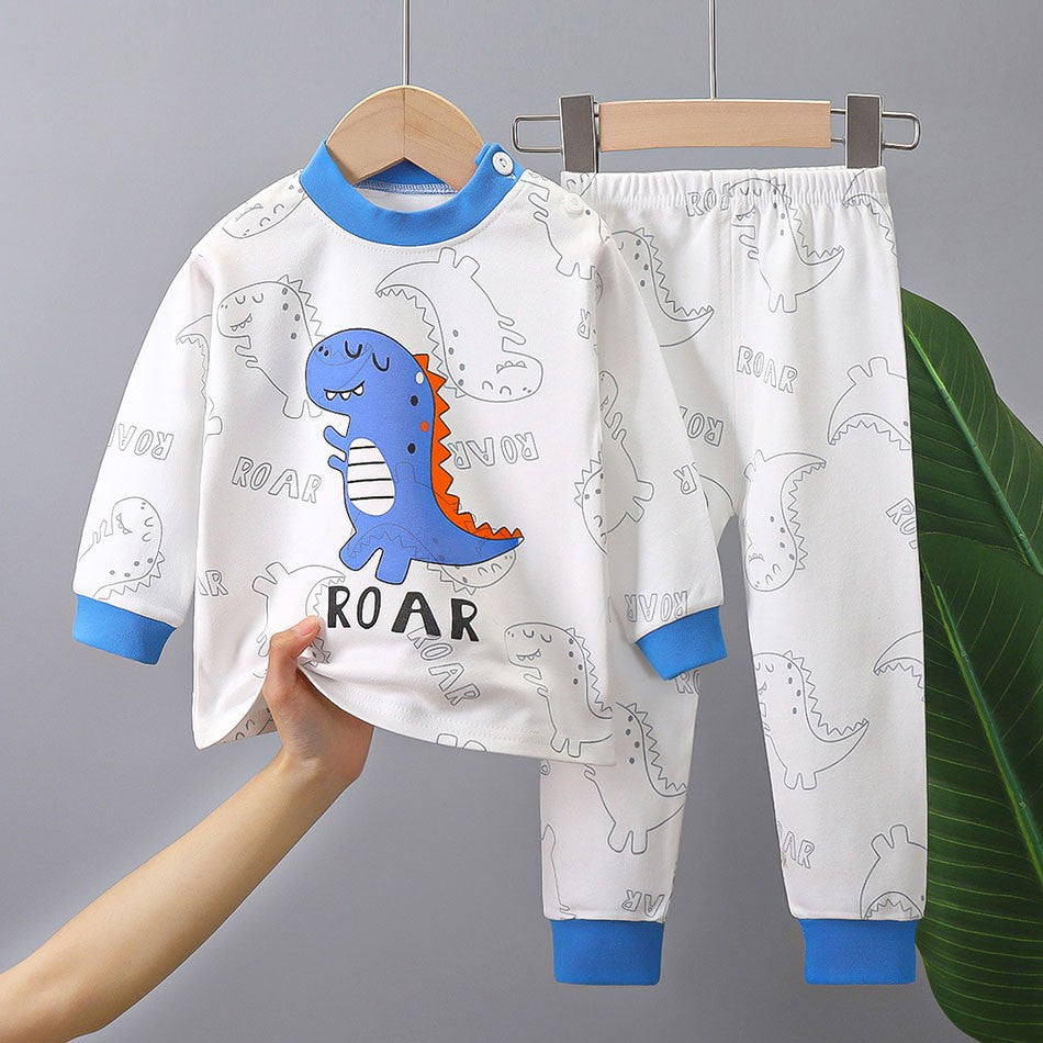 Cotton Children Pajamas Sets Unisex Soft Comfort Warm Cute Cartoon Printed Suitable Boys Girls Perfect for Autumn Winter Warmth