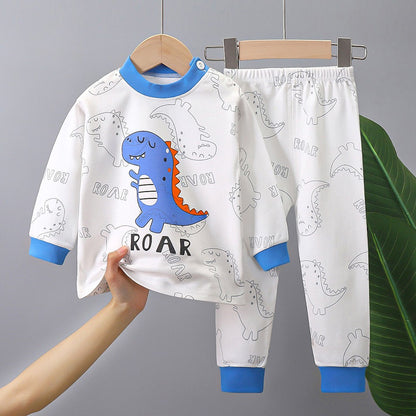 Cotton Children Pajamas Sets Unisex Soft Comfort Warm Cute Cartoon Printed Suitable Boys Girls Perfect for Autumn Winter Warmth
