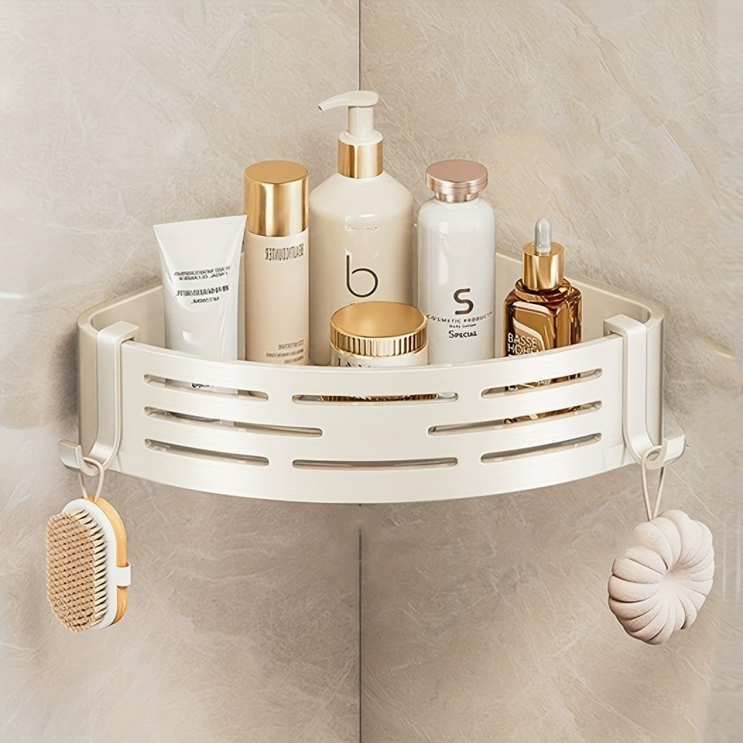 Prateleira de Canto para Chuveiro, sem Furar, Montada na Parede, Organizador de Banheiro com Design Triangular para Shampoo, Condicionador e Armazenamento de Sabonete