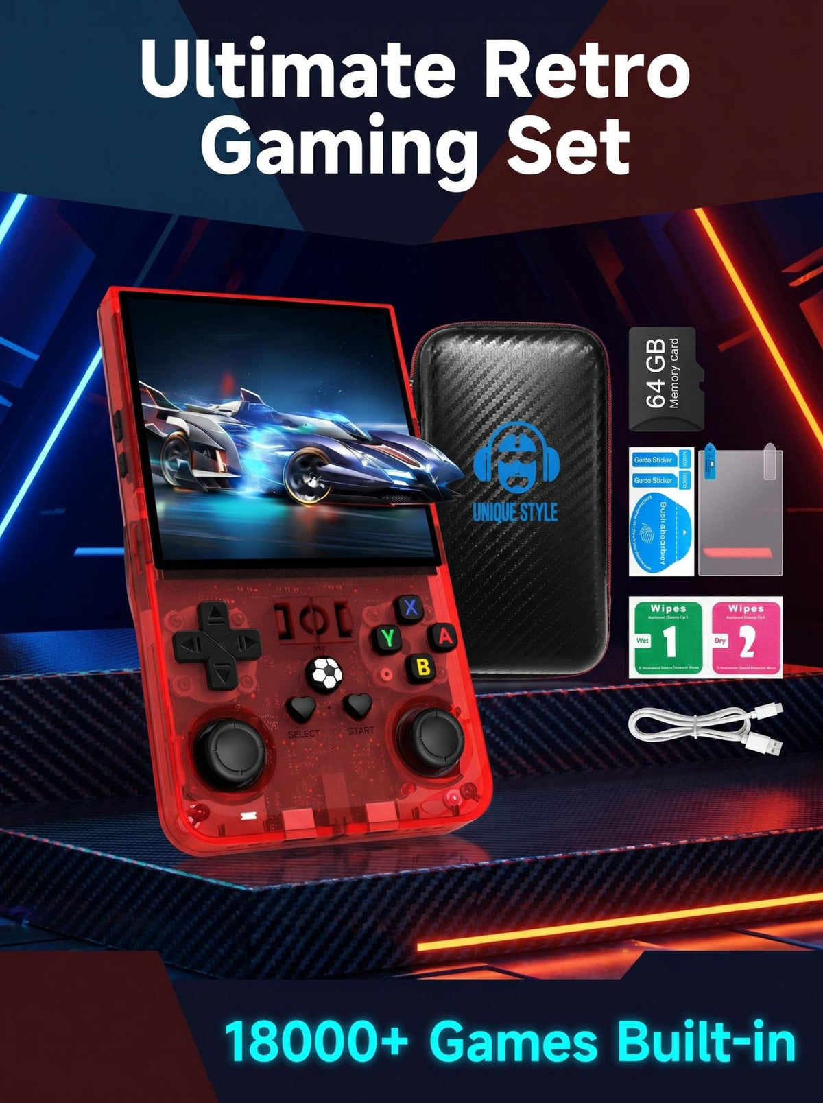 AISLPC R36MAX Retro Handheld Video Game Console 4.0 Inch IPS Screen Portable Pocket Video Player Plug and Play Games Kids Gifts