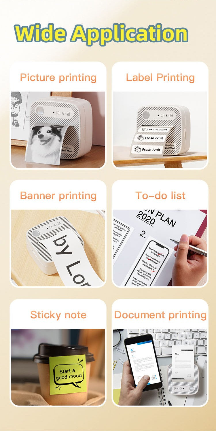 DOLEWA B3 Portable Mini Printers Wireless Bluetooth Inkless Sticker Maker Printer Tag Price Machine for Office School Kitchen