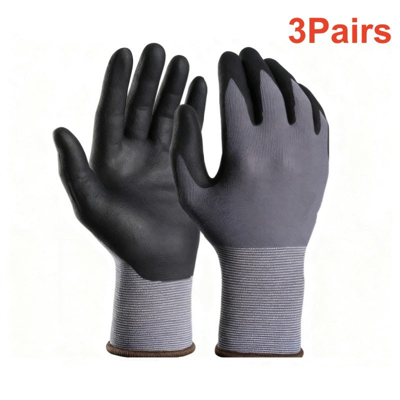 12 PARES de Luvas de Segurança para Trabalho com Revestimento de Nitrila 15G Luvas de Tricô Sem Costura com Microespuma para Homens Construção Pintura Industrial