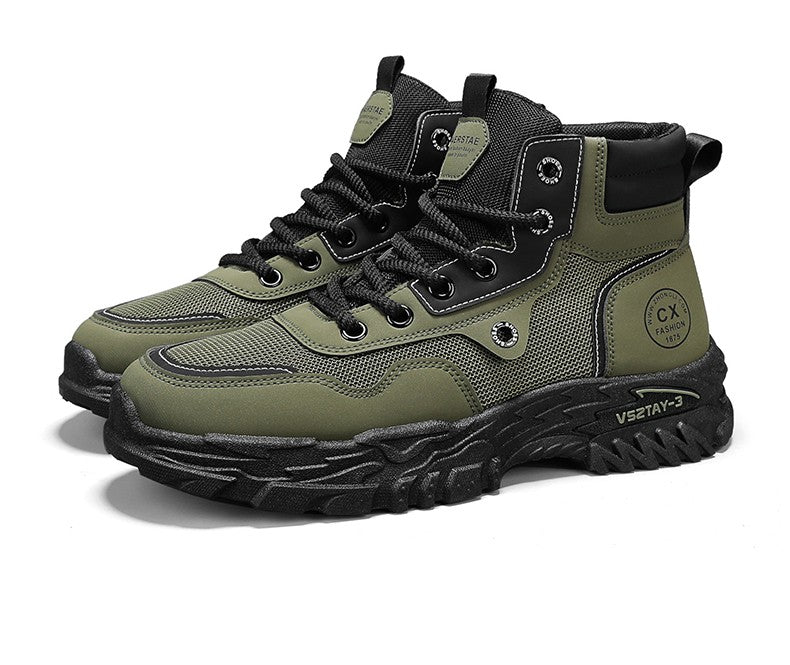 Botas de trabalho masculinas de inverno com cadarço, sapatos masculinos quentes de segurança, plataforma, tamanho 44, promoção, designer, antiderrapante, moda