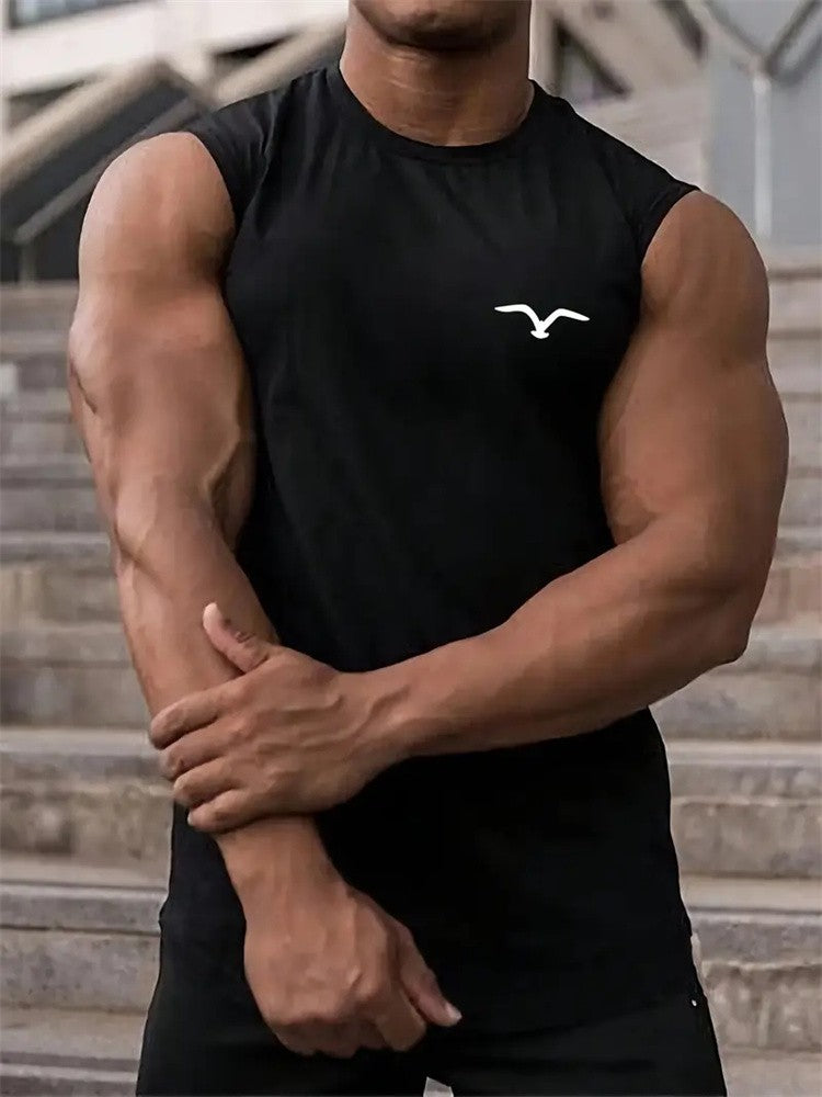 New Men's Outdoor Casual T-Shirt Gym Exercise Sleeveless Shirt Mens Summer Loose