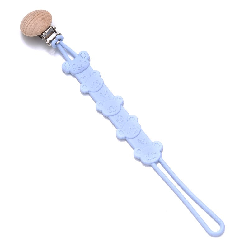 Cartoon Animal Wooden Baby Pacifier Clip Silicone Teether Nipple Holder Chain For Baby Dummy Anti-Drop Chain Oral Care Chew Toy