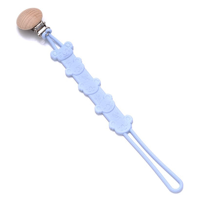 Cartoon Animal Wooden Baby Pacifier Clip Silicone Teether Nipple Holder Chain For Baby Dummy Anti-Drop Chain Oral Care Chew Toy