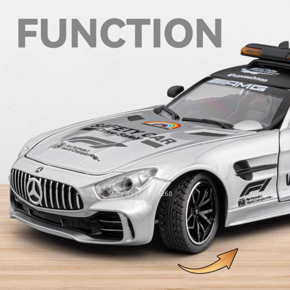1:24 GTR F1 Safety 300SL Carro Esportivo Modelo Brinquedo Liga Fundido Som Luz Amortecedor Modelos De Veículos Em Miniatura Coleção Presente