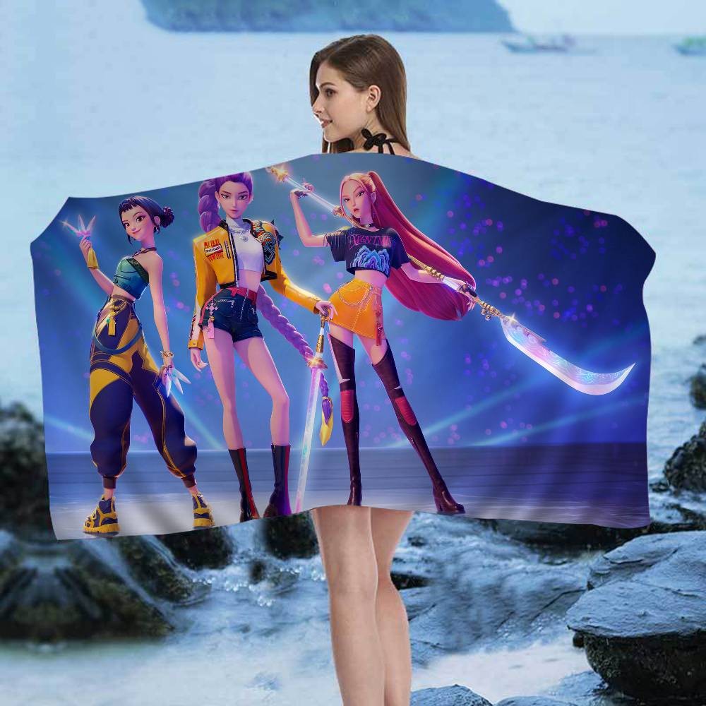 Kpop D-demon Hunters Beach Towels Shower Towel Sauna Travel Spa Microfiber Quick Dry Gym Accessories Cute Room Decor