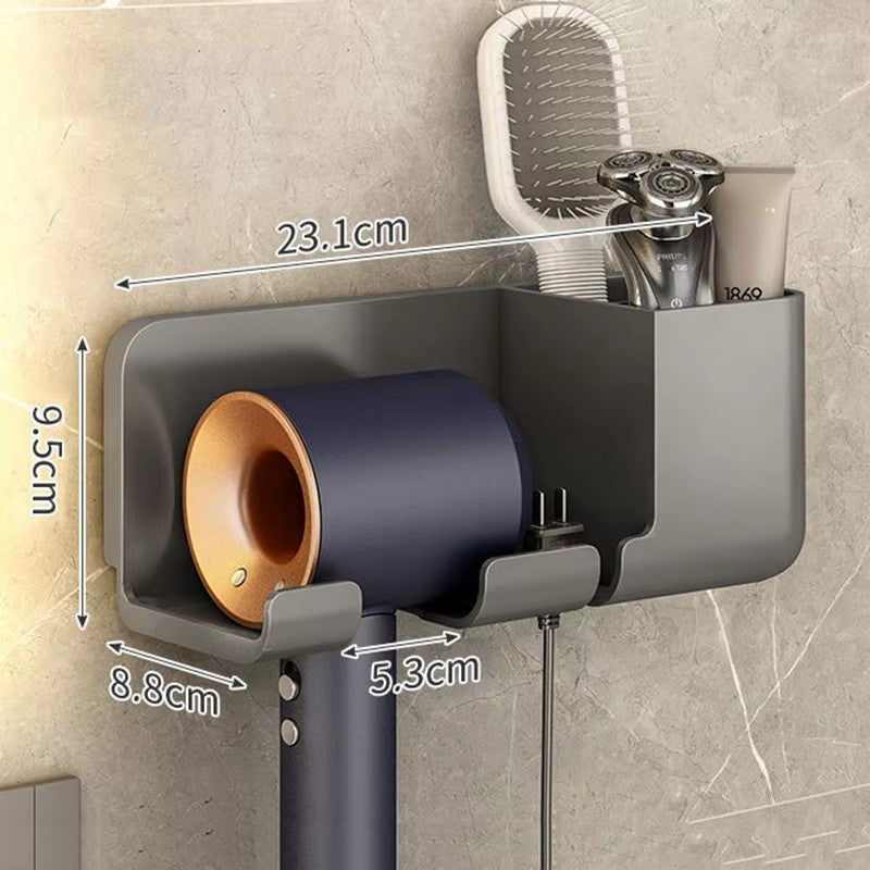 1 Pcs Wall Mounted Hair Dryer Storage Holder Does Not Require Punching Multifunctional Bathroom Hair Dryer Holder Accessories