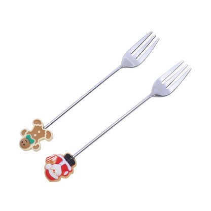 Christmas Gift  Deco Tableware Cutlery Set Elk Christmas Tree Decoration Dessert Spoon Fruit Fork Coffee Spoon Cutlery Gift