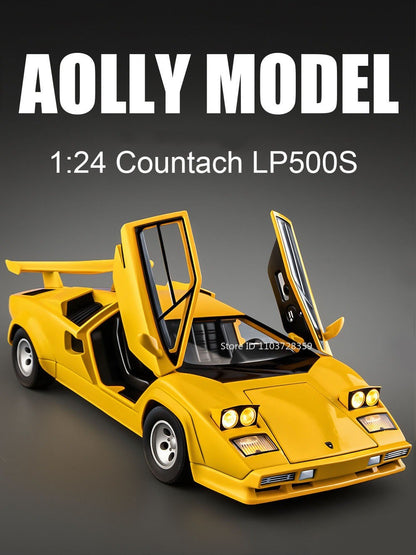 1:24 Countach LP500S VENENO Miniatura de Carro Esportivo Brinquedo Liga Fundida Luz e Som Puxar para Trás Portas Abertas Coleção Supercarro