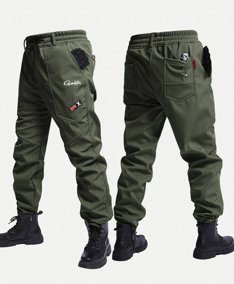 Conjunto de Roupas de Ciclismo e Pesca Gamakatsu Masculino para Outono e Inverno Impermeável Forrado com Lã Térmico Engrossado Corta-Vento Quente