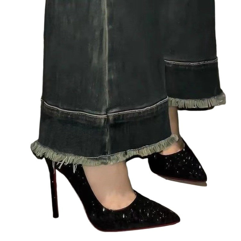 Black Crystal Fashion Pointed Toe Women's High Heels Mature Banquet Red Bottom Women's Shoes Hot Sale