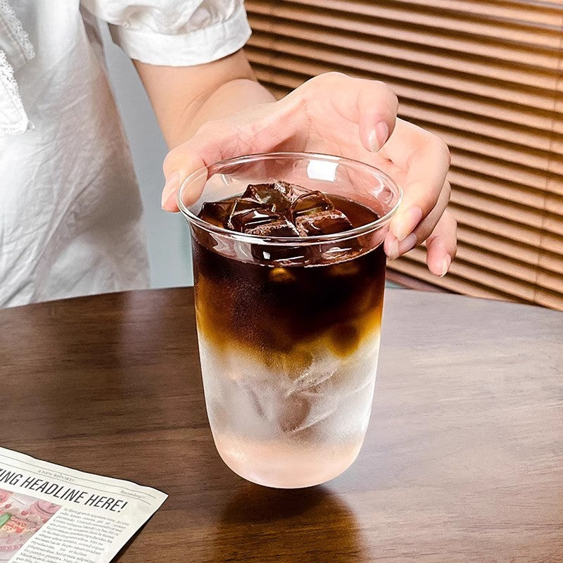 Copos de café gelado Copo de vidro estético Garrafa de água Copos para beber Utensílios de mesa decorativos Caneca de café gelado Copo de coquetel