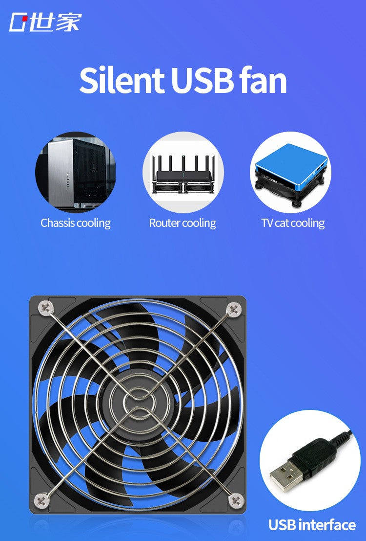 TEUCER 120mmx120mmx25mm 80mmx80mmx25mm 5V USB Exhaust Cooling Fan with Metal Mesh Foot Mat for Router TV Set-top Box Cooling