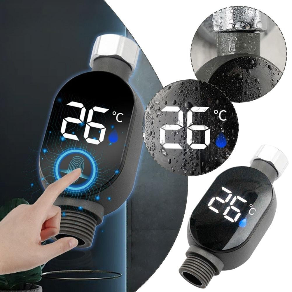 Termômetro de Água para Chuveiro - Display LED (0?~99?), Ativação por Toque Inteligente, Monitoramento Preciso da Temperatura do Banho