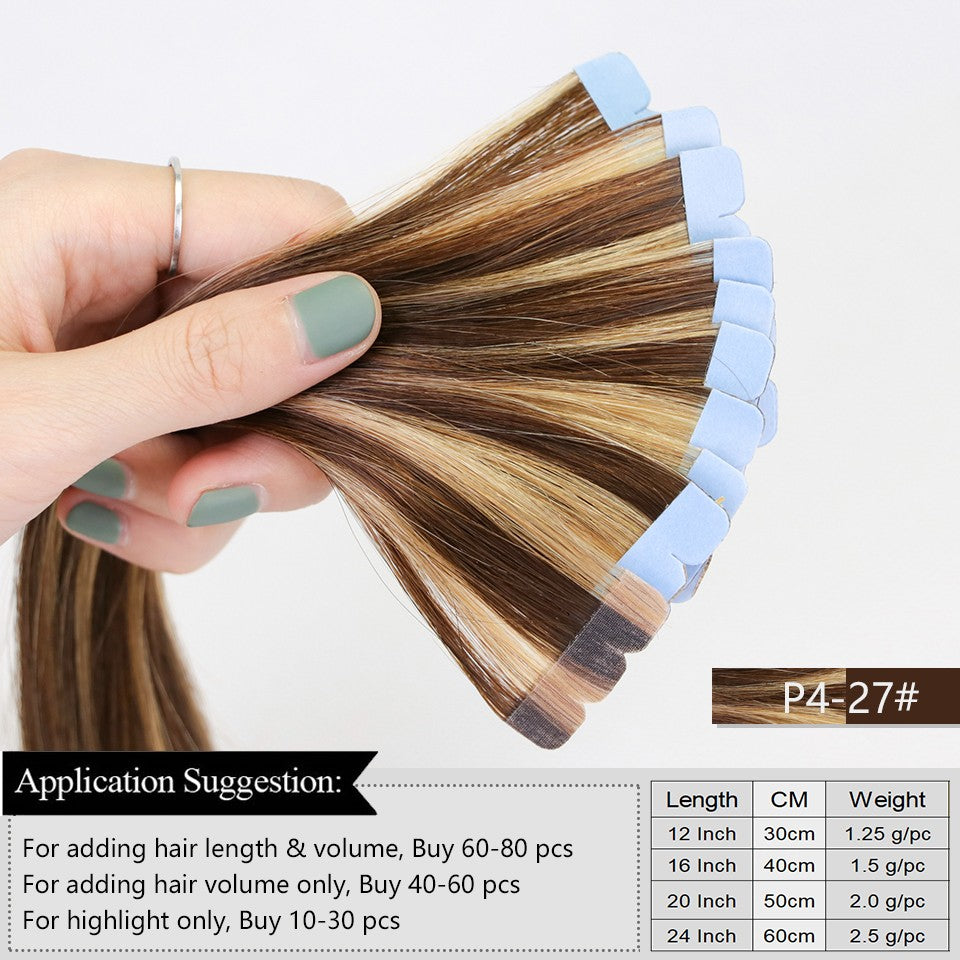 Mini Tape Human Hair Natural Tape in Hair Extentions 3x0.8cm Invisible Tape 10pcs/pack For Side Hair Shipping from the US