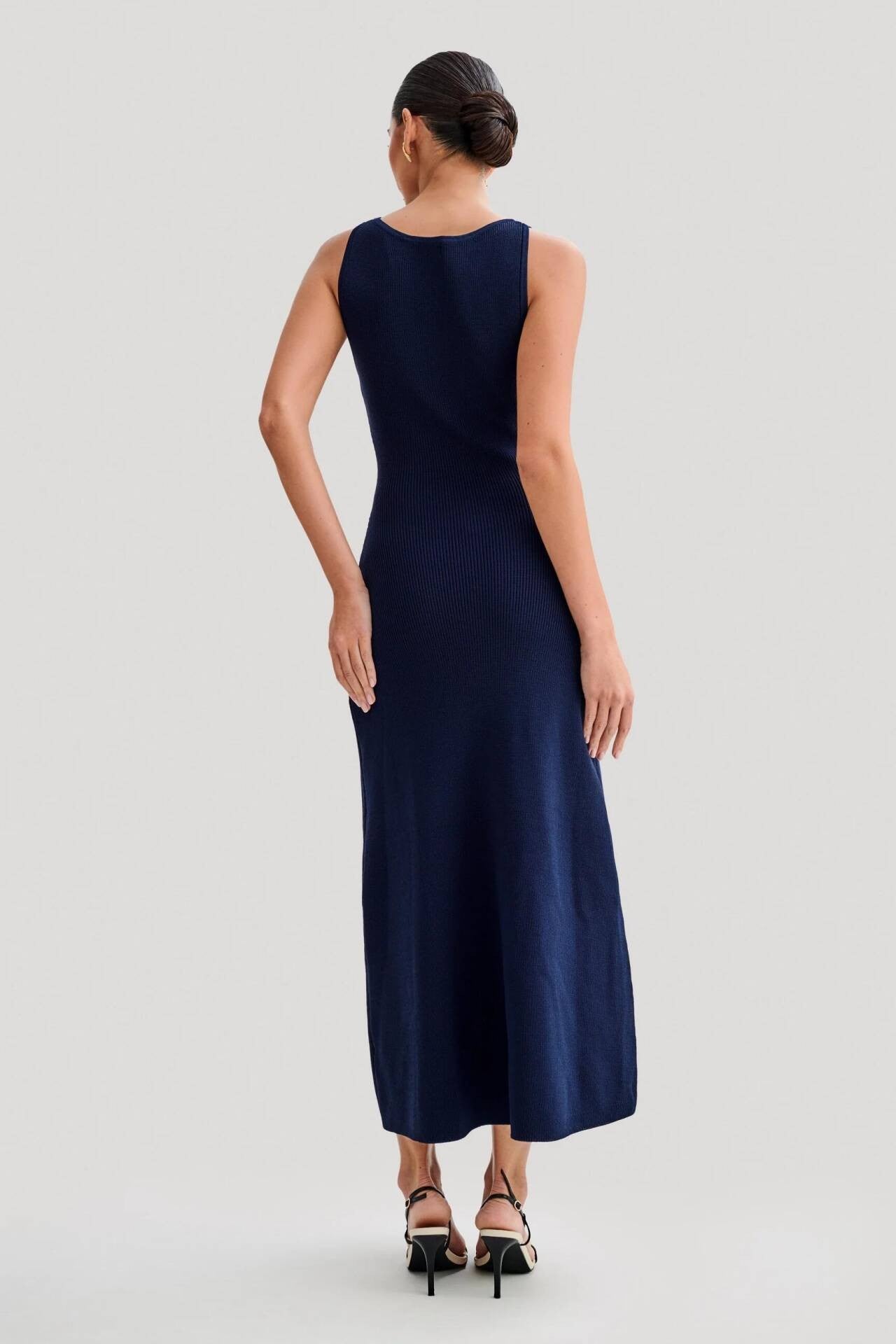 2024 Summer Elegant Lady Knitted Single Breasted Long Dresses Women Solid Sleeve