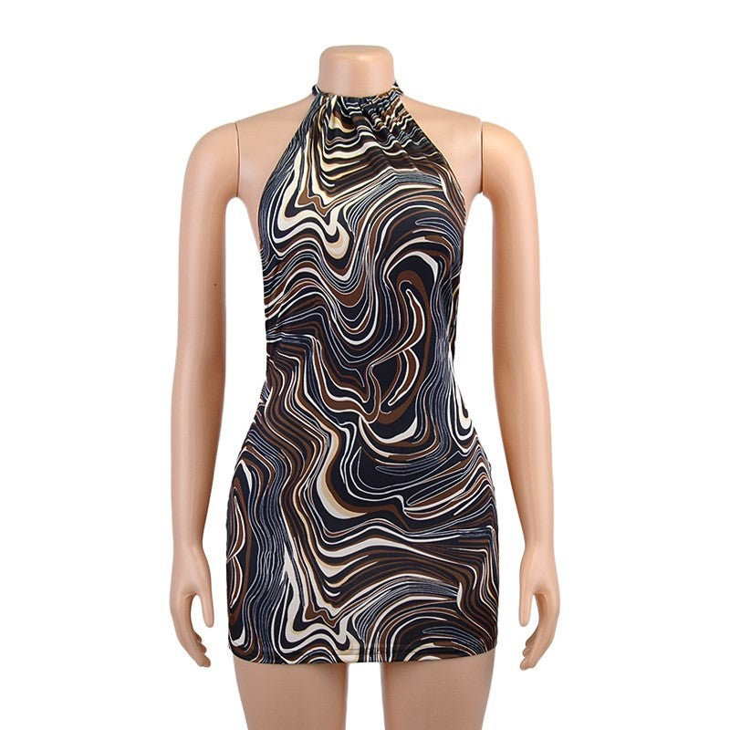 Black Bodycon Dress Women Halter Sexy Skinny Hollow Out Backless Mini Dresses Ho