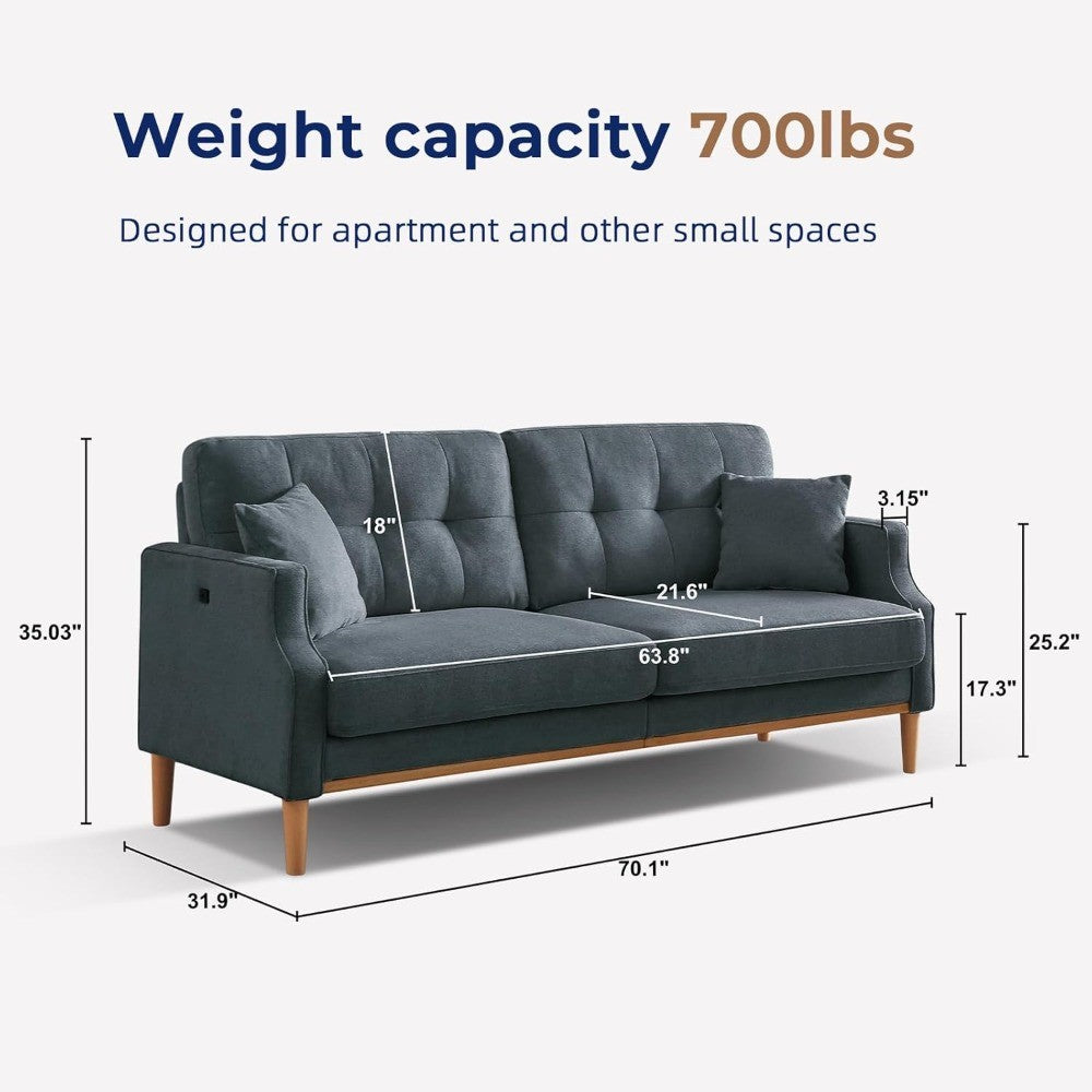 70" Loveseat Sofa for Living Room, Small Apartment and Spaces, Multifunctional Rechargeable Multi-Person Fashion Couch