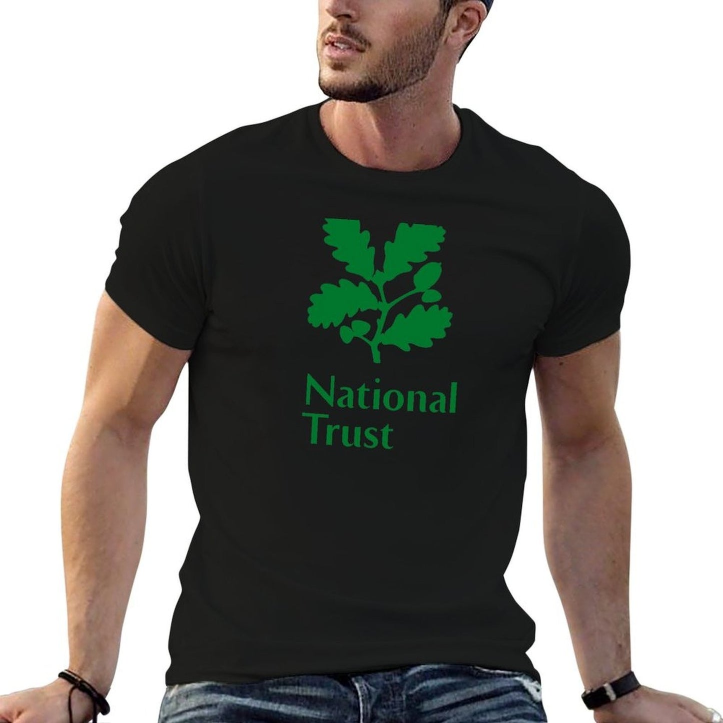 National Trust green logo T-Shirt t shirt man cotton t shirt man plain T-Shirt