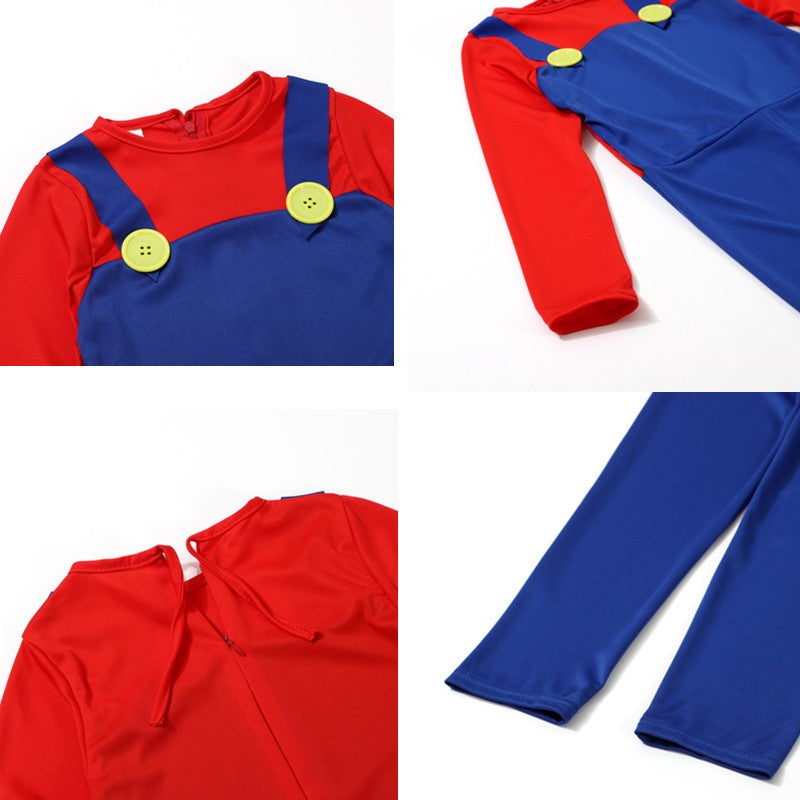 Adult Red, Yellow, Purple Plumber Jumpsuit Cosplay Costume Men's Holiday Carnival Game Costume Includes hat, gloves, fake beard