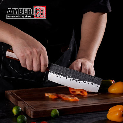 Amber 1-5pcs Kitchen Knives Set 3 Layers AUS-10 Steel Chef Knife Professional Japanese Knife Cooking African Mkuruti Handle