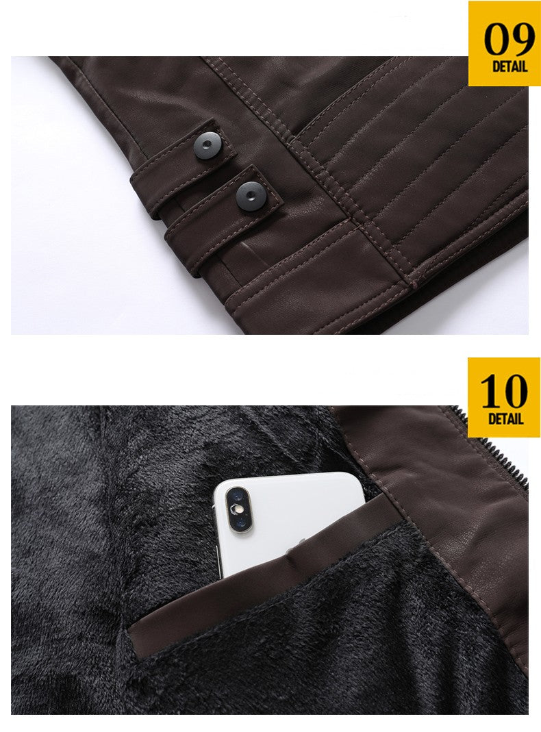 Casual Motorcycle Winter Men Winter Brand Leather Jacket Inner Fleece PU Coat Faux Leather Jackets Mens Clothing Streetwear