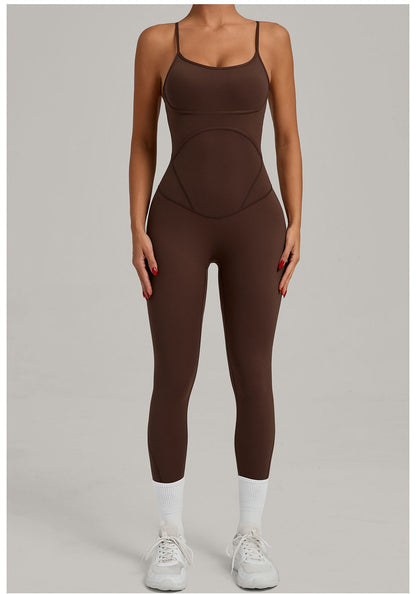 JUREN Fitness Jumpsuit Women Tracksuit Sports Playsuit Running One Piece Yoga Suit Scrunch Backless Set Rompers Gym Clothes