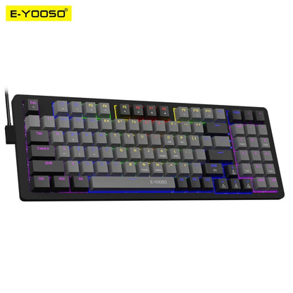 Teclado Mecânico Gamer E-YOOSO Z94 USB com Fio LED Monocromático Retroiluminado Switch Azul Vermelho 94 Teclas para Computador Laptop PC