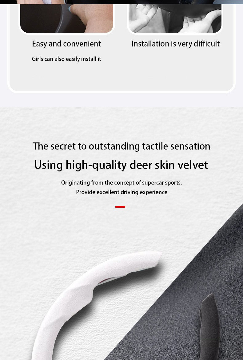 For Tesla Model Y Juniper 2025+ Steering Wheel Cover All Season Universal Deer Suede Sports Steering Wheel Cover