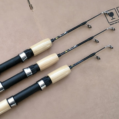 1 vara de pesca no gelo em fibra de carbono ultraleve com cabo ergonômico macio e ponta de ação rápida - Design resistente similar à fibra de vidro