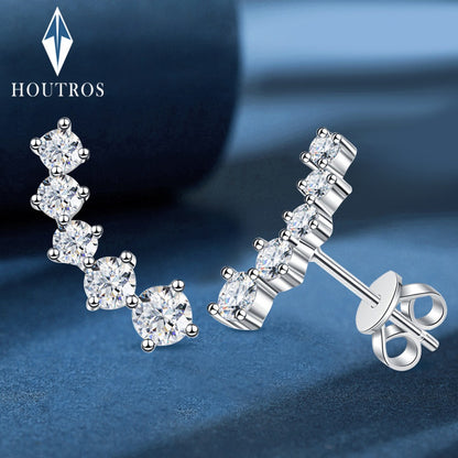 Real D Color Moissanite Diamond Earrings GRA Certified 925 Sterling Silver Sparkling Smile Stud Earrings for Women Jewelry Gift