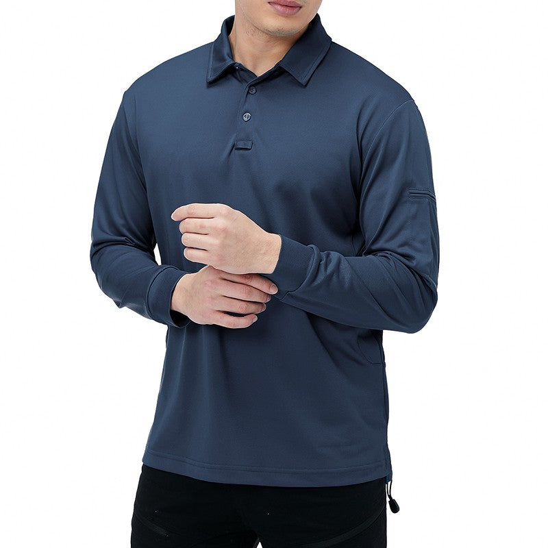 Men's Lightweight Long Sleeve Polo Shirt Performance Tactical Casual Outdoor Hiking Collared Shirts Pique Jersey Golf Shirt