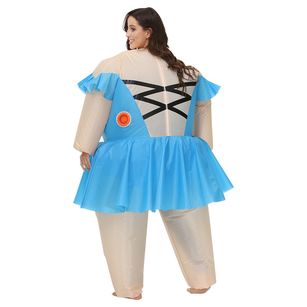 Hot Adult Blue Purple Ballet Dress Inflatable Costume Suit Anime Carnival Purim Halloween Party Cosplay Costume for Man Woman