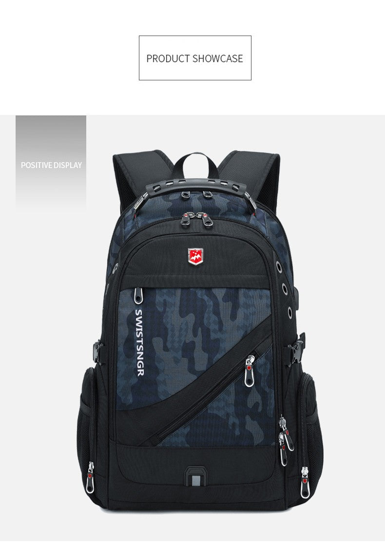 Mochila Masculina Antifurto Impermeável para Notebook de 17 polegadas com Carregamento USB, Mochila de Viagem de Negócios e Escolar Masculina