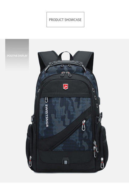Mochila Masculina Antifurto Impermeável para Notebook de 17 polegadas com Carregamento USB, Mochila de Viagem de Negócios e Escolar Masculina