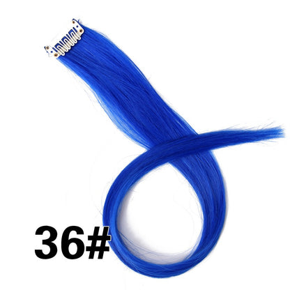 Apliques Sintéticos Presilha de Uma Peça Extensões de Cabelo Arco-Íris Cabelo Sintético Liso Peças de Cabelo de 45cm Longo Ombré Rosa Roxo Vermelho Azul