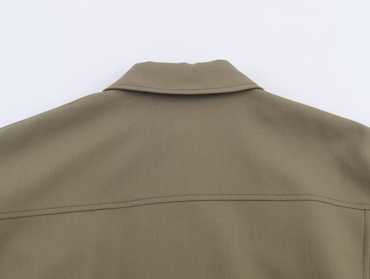 HH Woman Autumn Pleat Hem Pilot Jacket Solid Turn-Down Collar Zipper Single-Breasted Woman Fashion Long-Sleeved Pockets Coat