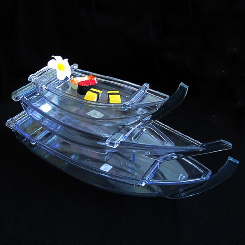 Acrylic sushi boat transparent seafood boat cutlery dry ice boat Plastic sushi container decorate plate dish sushi acessorios