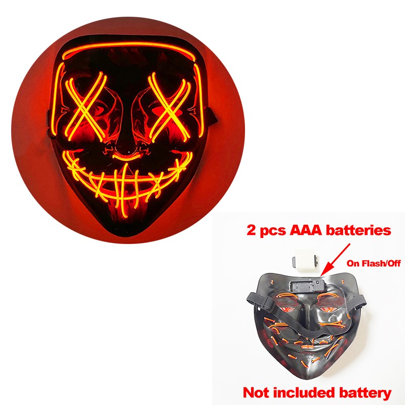 1 pcs Attractive Neon EL Wire Mask  More Colors For Choice Luminous LED Purge Mask Adult Cosplay Prop For Night Glow In The Dark