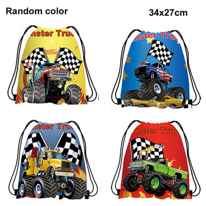 5/10/20/30/40/50pcs Monster Truck Party Favors Racing Truck Party Gift Bag Drawstring Backpacks Truck Birthday Party Decorations
