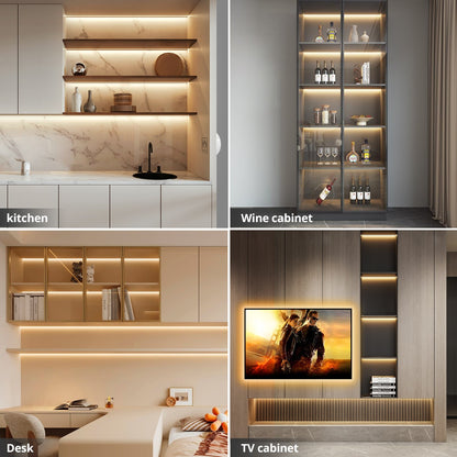 Smart Dimmable COB LED Strip Touch Sensor Lights for Kitchen Room Cabinet Wall Ceiling Backlight Christmas Decoration Lighting