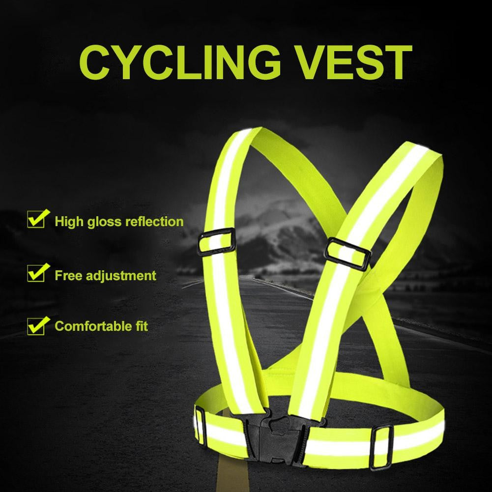 High Visibility Reflective Vest Reflective Straps Night Running Cycling Clothing Vest Adjustable Safety Vest Riding Equipment