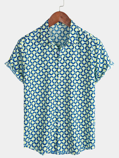 Mens Striped Casual Holiday Short Sleeve Orange Summer Button Down Shirt Hawaiian Shirt Summer Spring Lapel Button Down